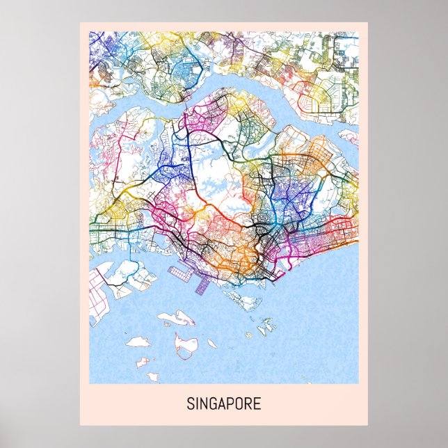 Singapore Karta Poster (Framsidan)