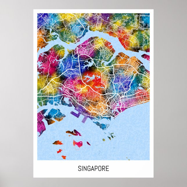 Singapore Karta Poster (Framsidan)