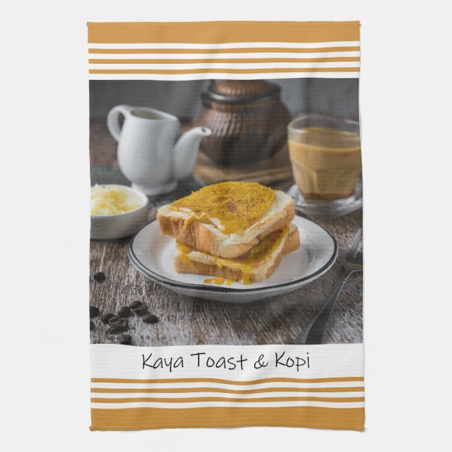 Singapore Kaya Toast & Kopi Kitchen Towel Kökshandduk (Vertikal)