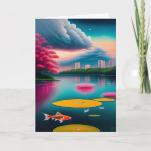 Singapore Koi Pond Card Helgkort