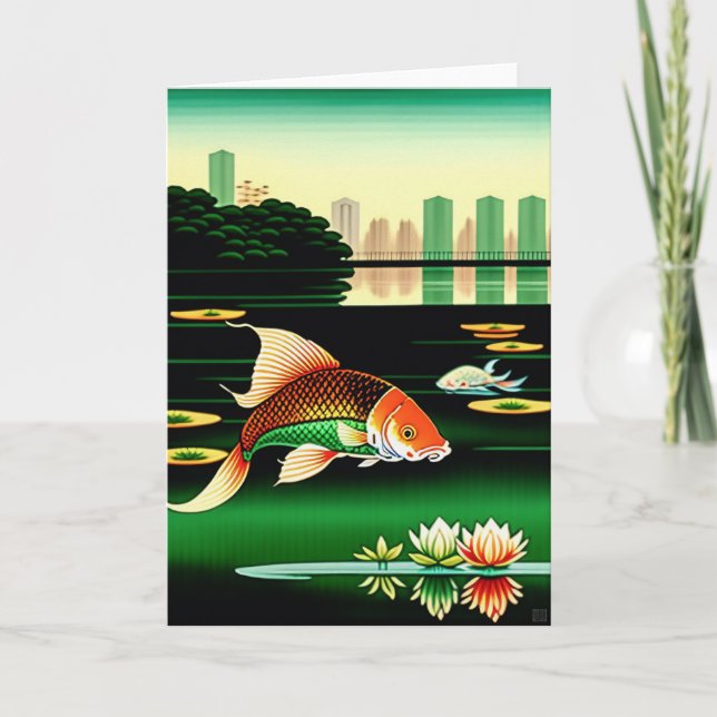 Singapore Koi Pond Card Helgkort (Framsida)