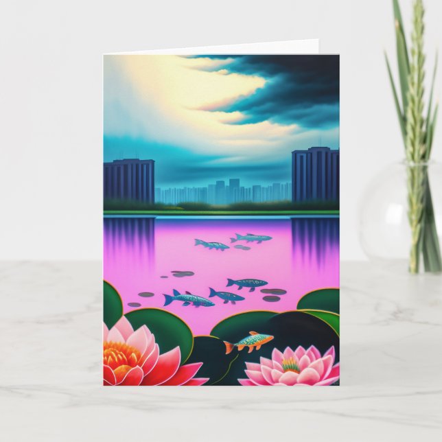 Singapore Koi Pond Card Helgkort (Framsida)