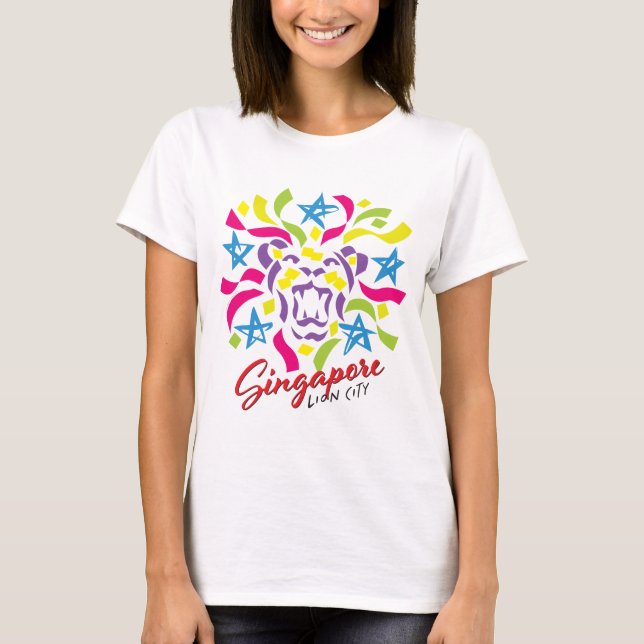 Singapore lejont stadsfirande t shirt (Framsida)