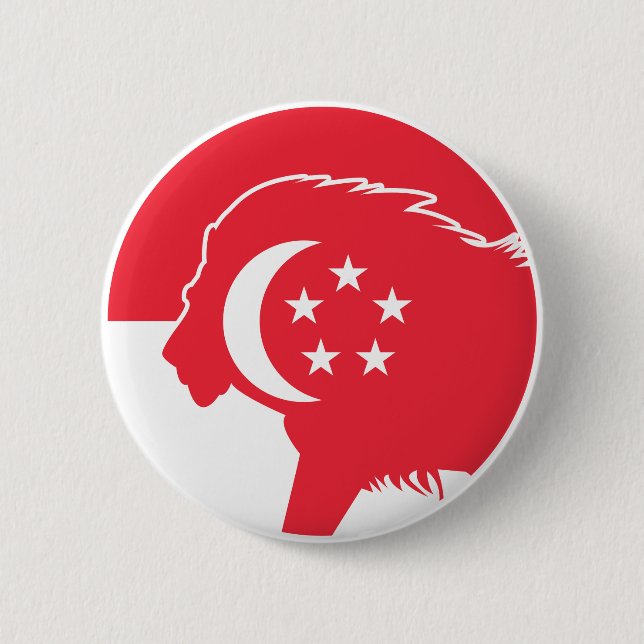Singapore Lion Singapores nationaldjur Flagga Knapp (Framsida)