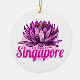 Singapore Lotus Flagga Vintage Helgdag Souvenir Julgransprydnad Keramik