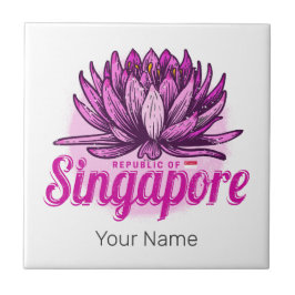 Singapore Lotus Flagga Vintage Helgdag Souvenir Kakelplatta