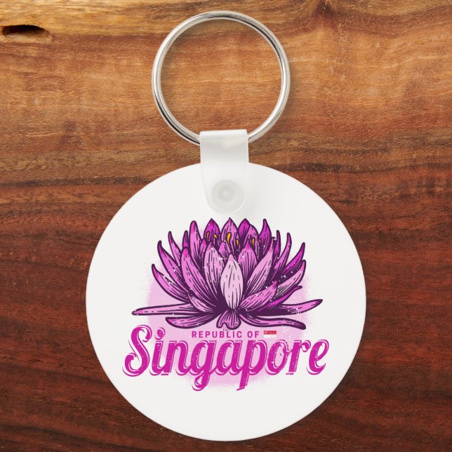 Singapore Lotus Flagga Vintage Helgdag Souvenir Nyckelring (Framsida)