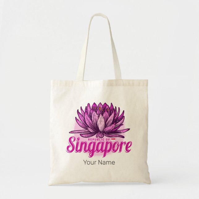 Singapore Lotus Flagga Vintage Helgdag Souvenir Tygkasse (Framsidan)