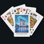Singapore Marina Bay Night Travel Art Vintage Casinokort<br><div class="desc">Passdesign för singaporianska retrovektorer. Marina Bay är ett storskaligt område med skyscraper,  hotell och lyx mall. Det är känt för det torkande Singapore Flyer Ferris-hjulet och blomsterkonservatorierna och de färgstarka trädgårdsarna vid bukten.</div>