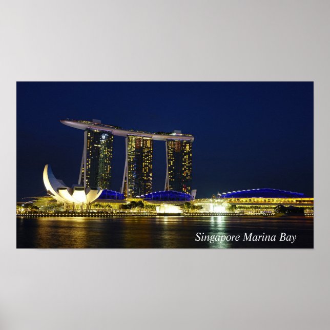 Singapore Marina Bay på natten Poster (Framsidan)