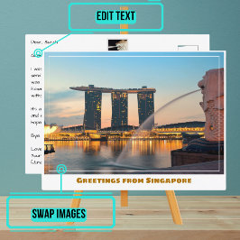 Singapore med Modern City & Marina Bay Sands Vykort