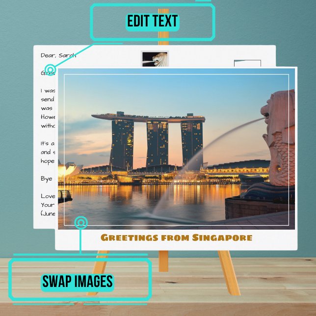 Singapore med Modern City & Marina Bay Sands Vykort (Please enjoy our postcard and see the others in the collection.)