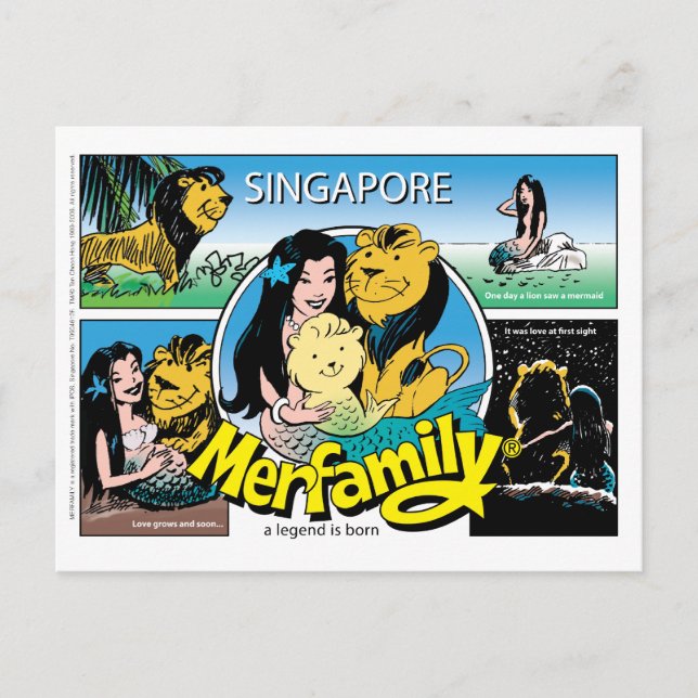 SINGAPORE MERFAMILY® Postkort Vykort (Framsida)