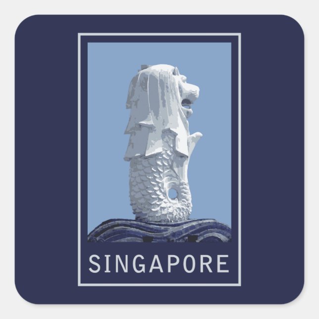 Singapore Merlion Fyrkantigt Klistermärke (Framsida)