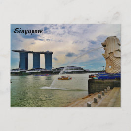 Singapore: Merlion och Marina Bay Sands Hotel Vykort