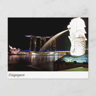 Singapore Merlion vid Marina Bay Vykort