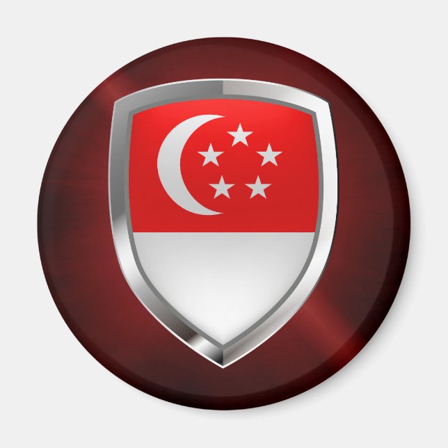 Singapore Metallic Emblem Magnet (Framsidan)