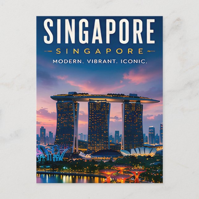 🌆 Singapore Modern Skyline Lyxig Hemdekor ✨ Vykort (Framsida)