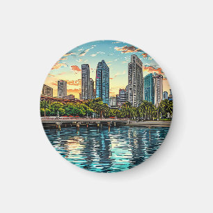 Singapore Modern Stadsscen Magnet