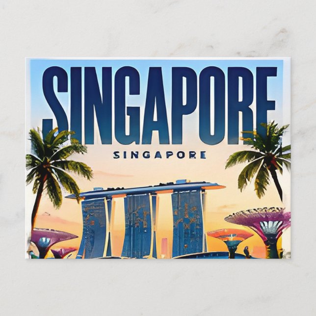 🌇 Singapore Modernt Stadssiluett Stil 🌇 Vykort (Framsida)