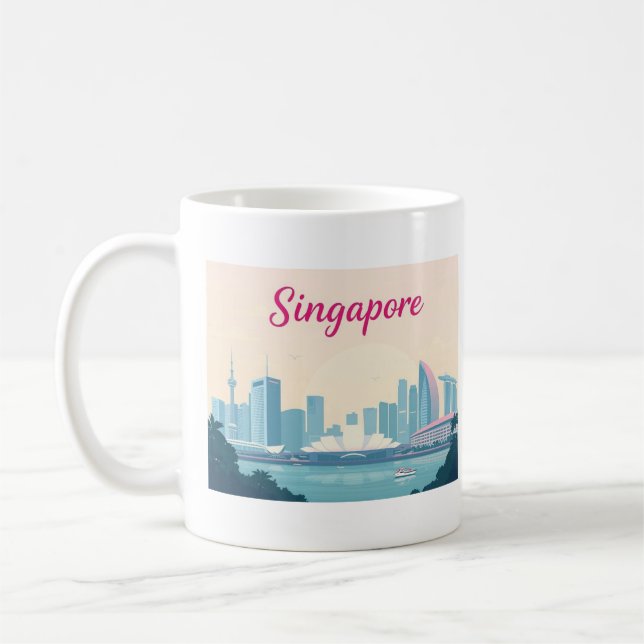 Singapore Pastel Travel Design Kaffemugg (Vänster)