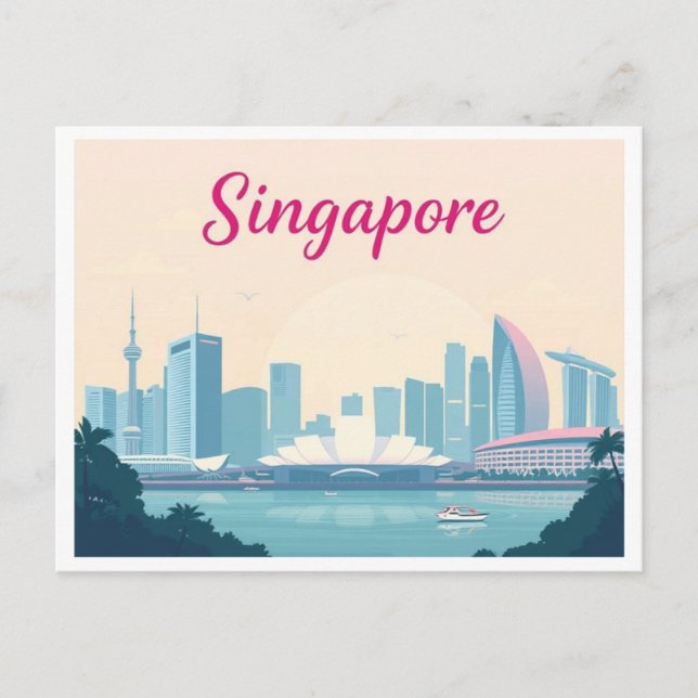 Singapore Pastel Travel Design Vykort (Framsida)