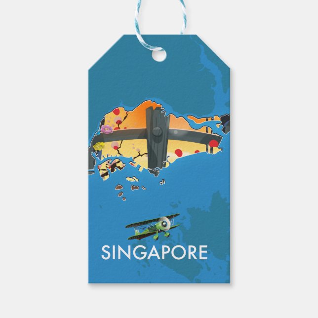 Singapore reskarta presentetikett (Framsidan)