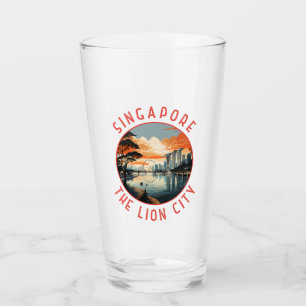 Singapore Retro Distress Circle Glaskopp