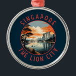 Singapore Retro Distress Circle Julgransprydnad Metall<br><div class="desc">Passdesign för singaporianska retrovektorer. Marina Bay är ett storskaligt område med skyscraper,  hotell och lyx mall. Det är känt för det torkande Singapore Flyer Ferris-hjulet och blomsterkonservatorierna och de färgstarka trädgårdsarna vid bukten.</div>