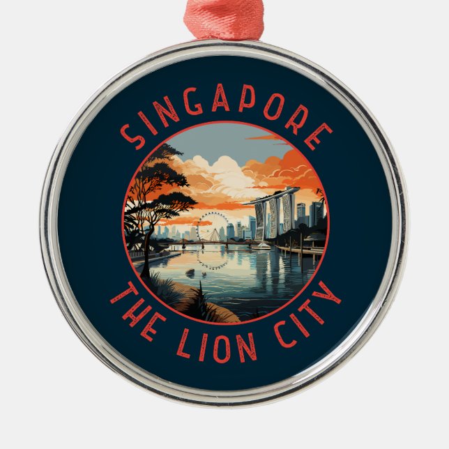 Singapore Retro Distress Circle Julgransprydnad Metall (Framsidan)