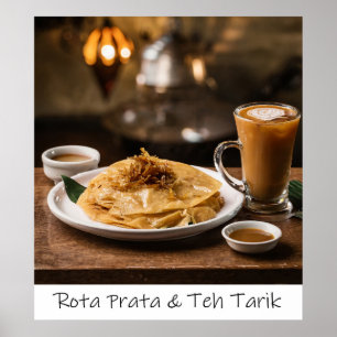 Singapore Roti Prata och Tarik Archival Skriv ut Poster