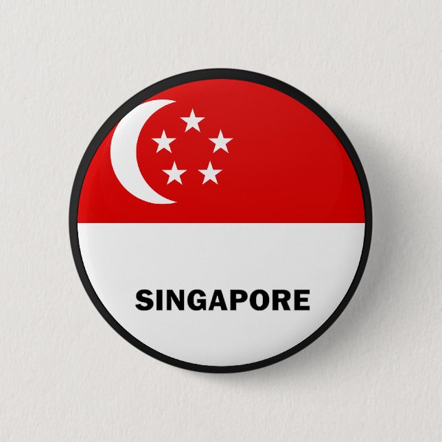 Singapore Roundel kvalitets- flagga Knapp (Framsida)