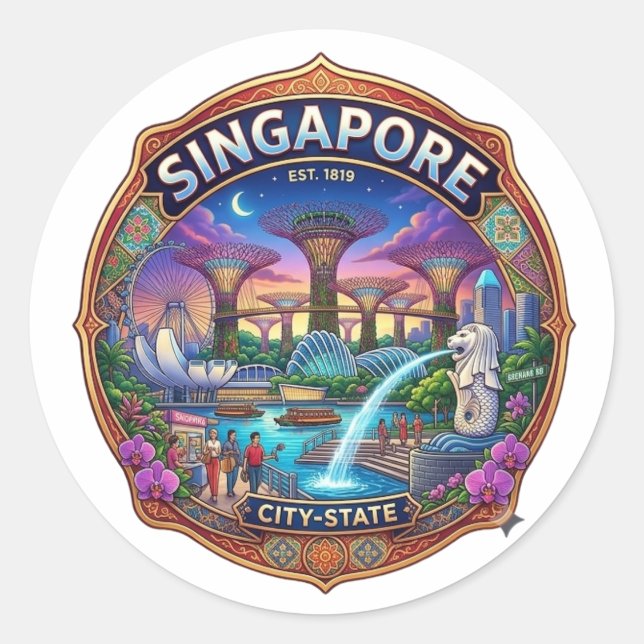 SINGAPORE RUNT KLISTERMÄRKE (Framsida)