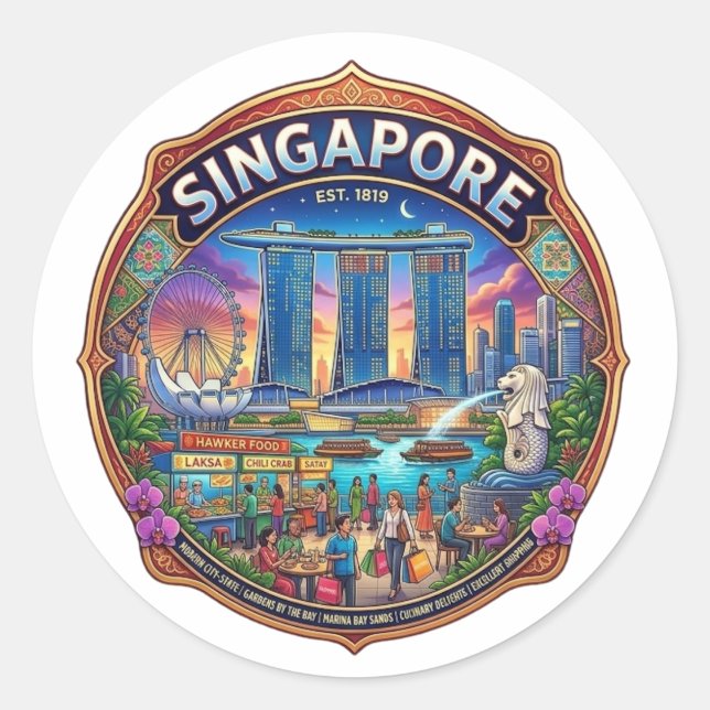 SINGAPORE RUNT KLISTERMÄRKE (Framsida)