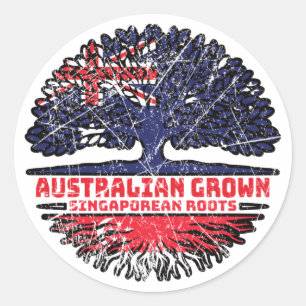 Singapore Singaporeanska Australien Australien Trä Runt Klistermärke