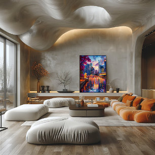 Singapore Skyline Affisch Futuristisk Asiatisk Sta