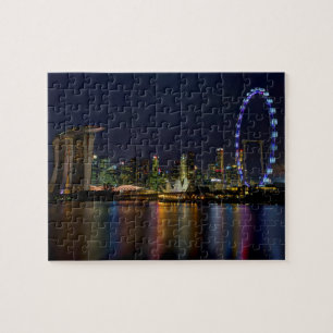 Singapore Skyline av Färgerna av natten Pussel