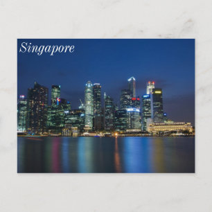 Singapore Skyline Blue Nights Vykort