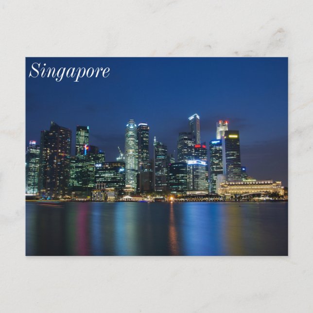 Singapore Skyline Blue Nights Vykort (Framsida)