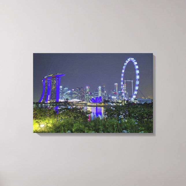 Singapore Skyline efter natt Canvastryck (Framsida)