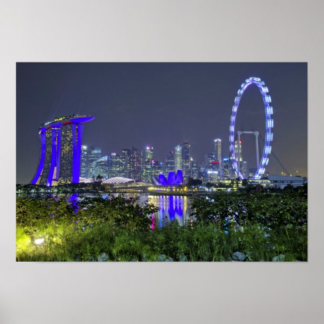Singapore Skyline efter natt Poster (Framsidan)