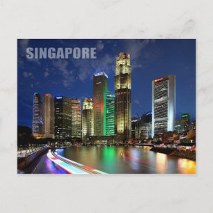 Singapore-skyline från Elgin Bridge Vykort