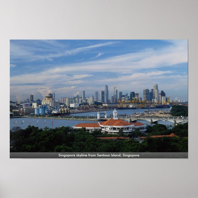 Singapore skyline från Sentosa Island, Singapore Poster (Framsidan)