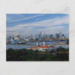 Singapore skyline från Sentosa Island, Singapore Vykort