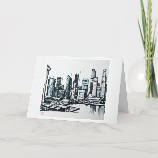 Singapore Skyline Greeting Card Helgkort (Framsida)