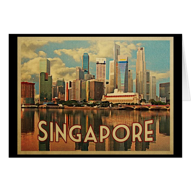 Singapore Skyline Hälsningskort (Framsidan Horizontal)
