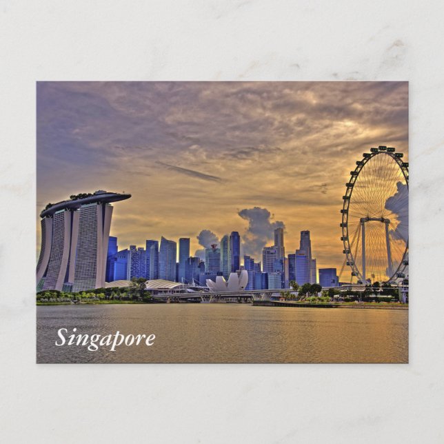 Singapore Skyline i Sunset Vykort (Framsida)
