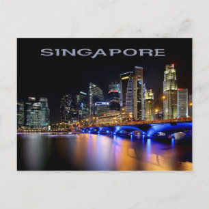 Singapore-skyline och Esplanade Bridge Vykort