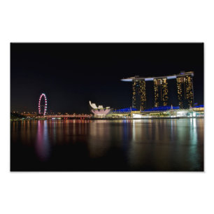 Singapore Skyline per natt Fototryck