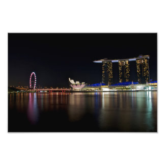 Singapore Skyline per natt Fototryck
